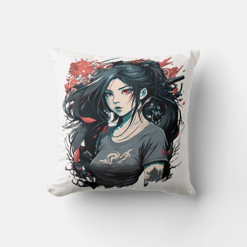  Anime Pale Beauty Throw Pillow