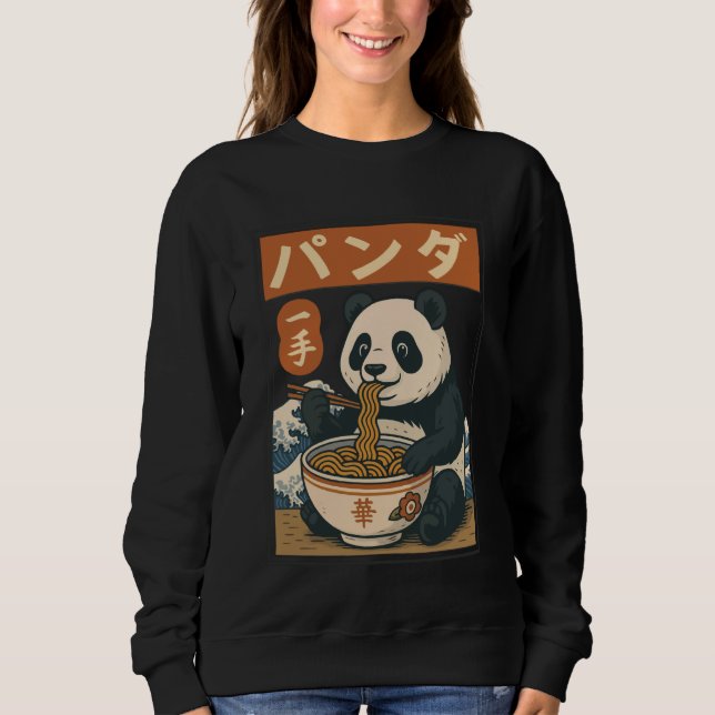 Anime Panda Eating Ramen Japanese Japan Sweatshirt (Front)