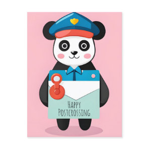 Anime Panda, Happy Postcrossing, Postcard