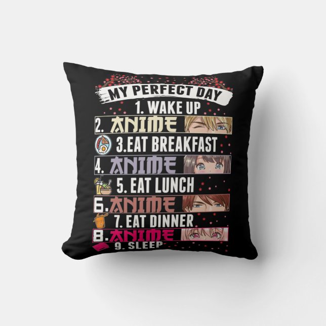 Anime Perfect Day Otaku Girl Japanese Manga Throw Pillow (Front)