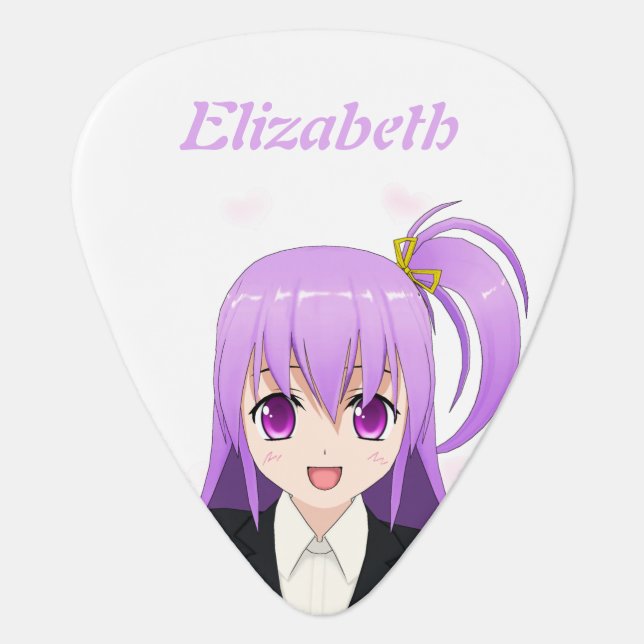 Anime pink cheerful Girl Japanese cute kawaii Guitar Pick (Front)