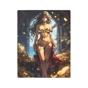 Anime pirate girl 2 metal print