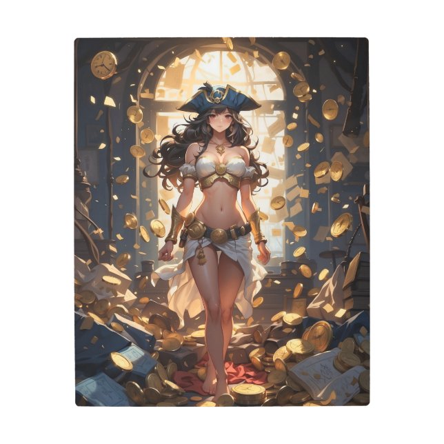 Anime pirate girl 3 metal print (Front)