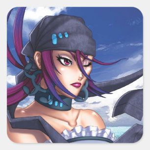 Anime Pirate Porthole Square Sticker
