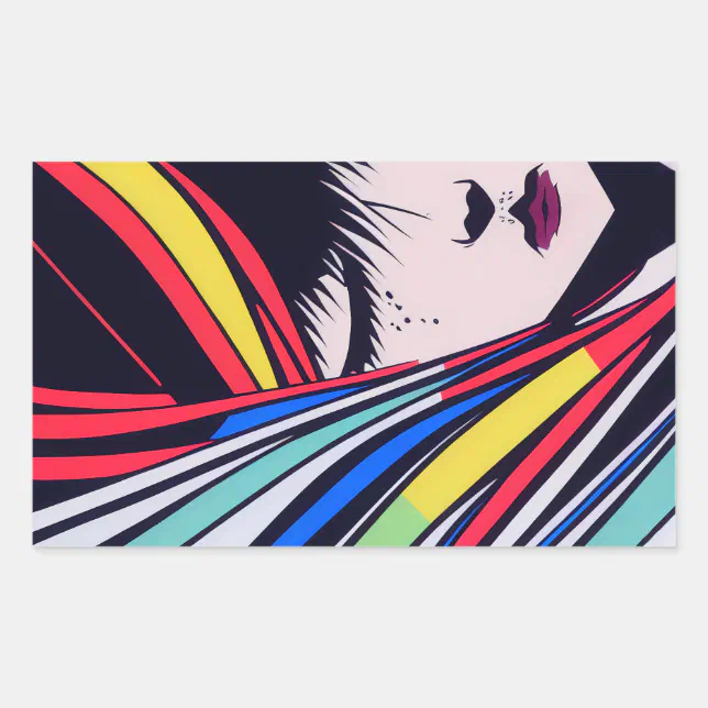 Anime Portrait Rectangular Sticker | Zazzle