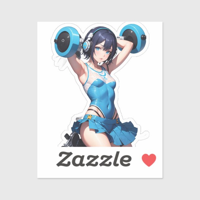 Anime Powerlifter in Sportwear Sticker (Sheet)