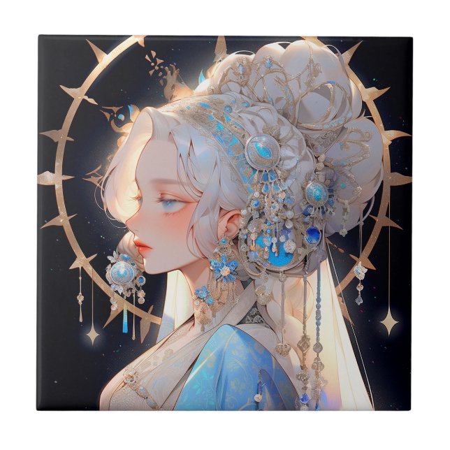 Anime Princess Fantasy Art Ceramic Tile (Front)