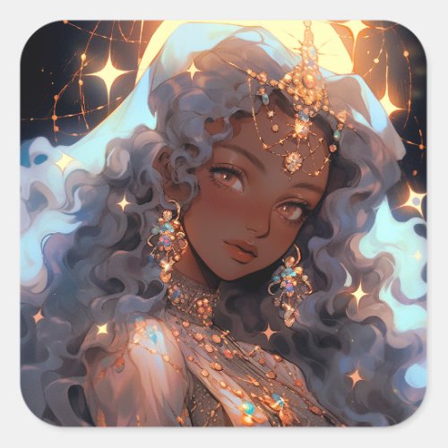 Anime Princess Fantasy Art Square Sticker