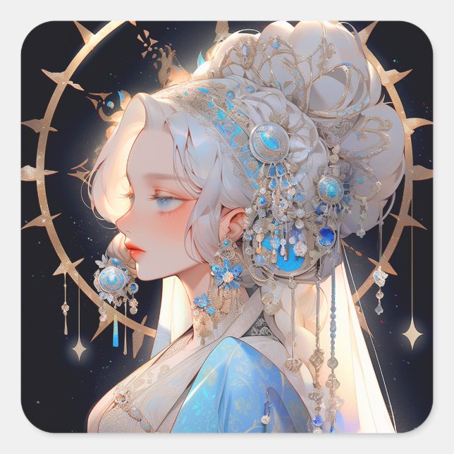 Anime Princess Fantasy Art Square Sticker (Front)