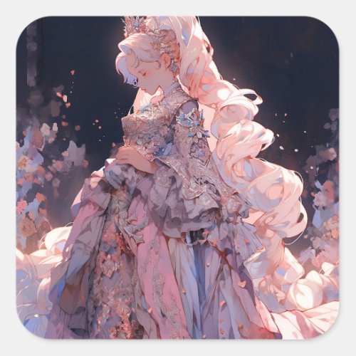 Anime Princess Fantasy Art Square Sticker