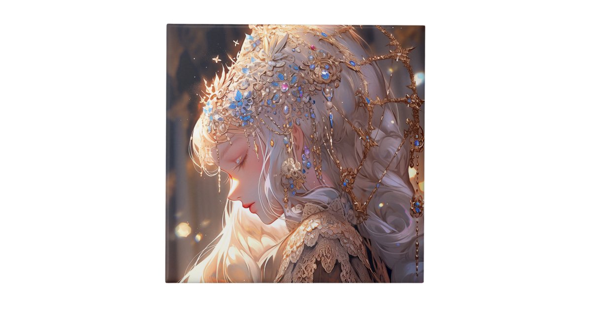 Anime Princess Girl Fantasy Art Ceramic Tile | Zazzle