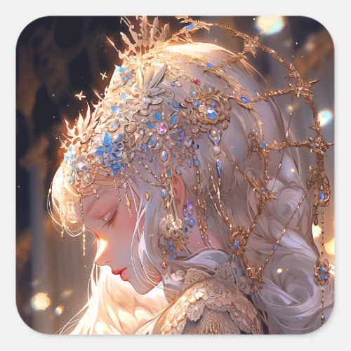 Anime Princess Girl Fantasy Art Square Sticker