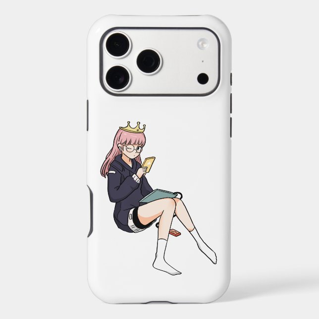 Anime Princess Girl Using Phone Illustration Case-Mate iPhone Case (Back)