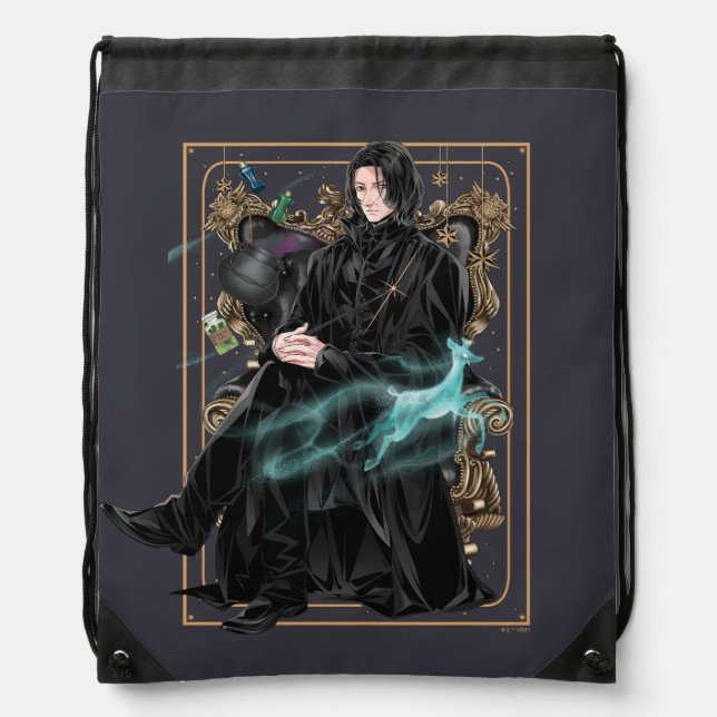 Anime Professor Severus Snape Seated Drawstring Bag (Front)