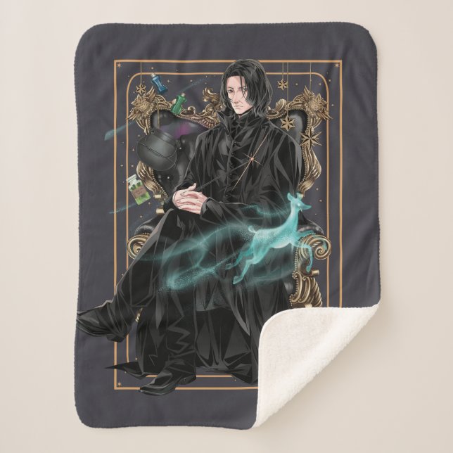 Anime Professor Severus Snape Seated Sherpa Blanket (Front)