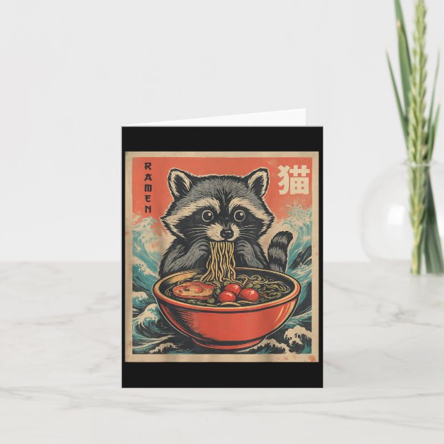 Anime Raccoon Ramen Japanese Funny Kawaii Gift Men Card (Front)