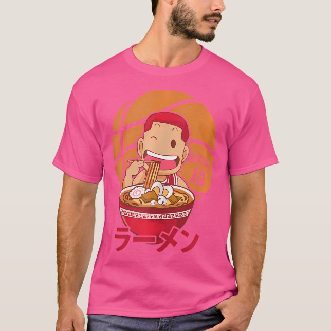 Anime Ramen Basketball T-Shirt (Front)