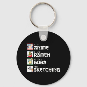 Anime Ramen Boba Sketching Japanese Manga Milk Tea Keychain