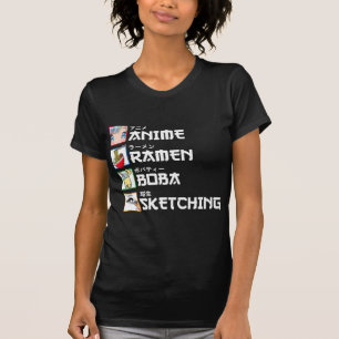Anime Ramen Boba Sketching Japanese Manga Milk Tea T-Shirt