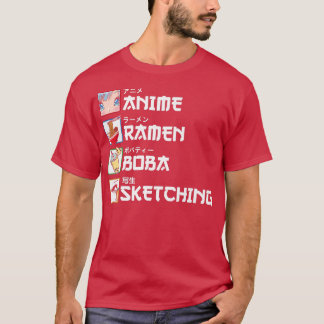 Anime Ramen Boba Sketching Japanese Manga Milk Tea T-Shirt