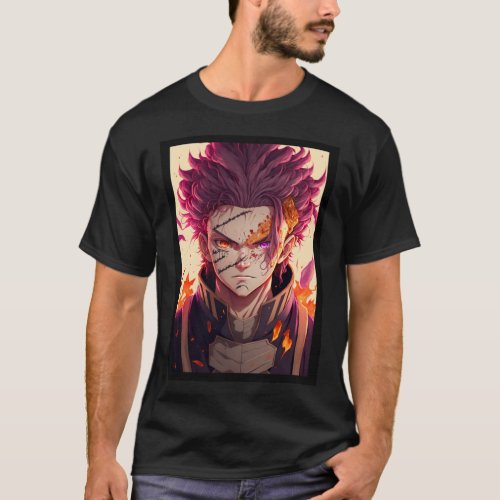 Anime Red Hair Warrior God T_Shirt