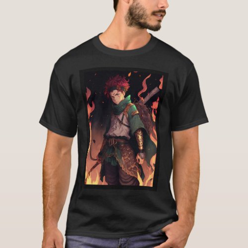 Anime Red Head Medieval Warrior T_Shirt