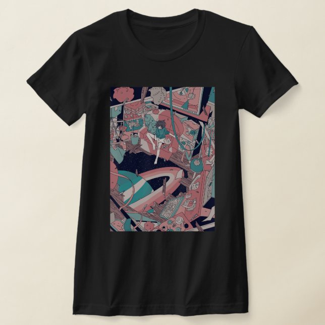 Anime Retro 90s Lofi Girl Aesthetic Japanese Otaku T-Shirt (Laydown)