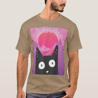 Anime Retro Kitten Neko Synthwave Japan 80s Manga T-Shirt
