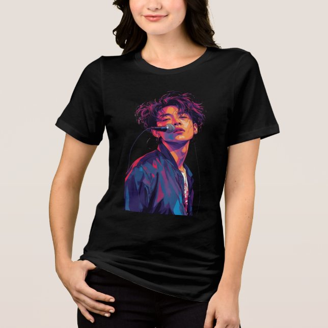 Anime Rock Singer Vibrant Pop Art Tri-Blend Shirt (Front)