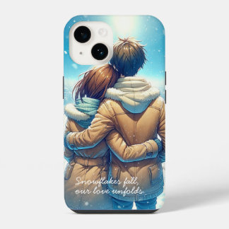 Anime romantic winter couple on phone case