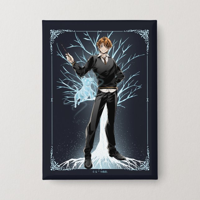 Anime Ron Weasley's Jack Russell Terrier Patronus Button (Front)