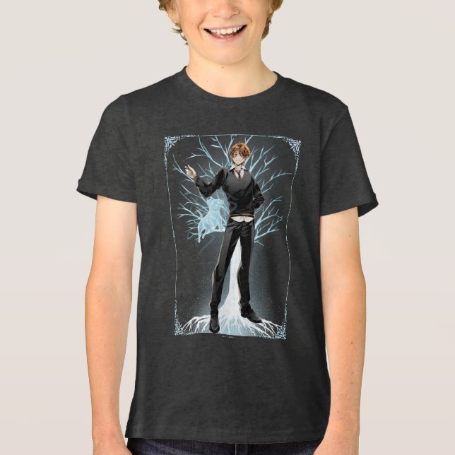 Anime Ron Weasley's Jack Russell Terrier Patronus Tri-Blend Shirt (Front)
