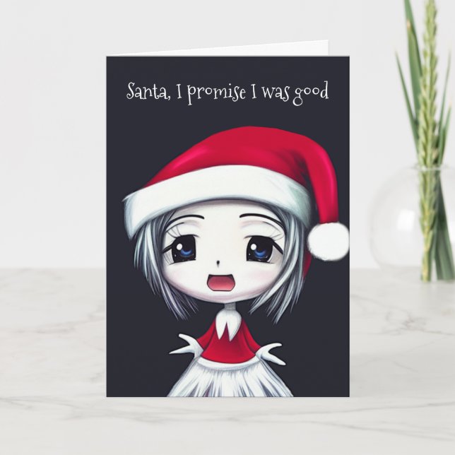Anime Sad Girl Funny Christmas Greeting Holiday Card (Front)