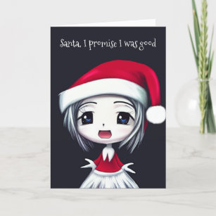 Cute Anime Chibi Little Girl Trying To Take Candy Merry Christmas And  Happy New Year Greeting Card Christmas Card In Cartoon Style Vector  Illustration New Year Collection Royalty Free SVG Cliparts Vectors