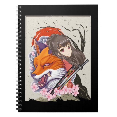 Anime Samurai Fox Otaku Japanese Girl Notebook