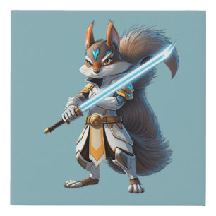Anime Samurai Squirrel Warrior Faux Canvas Print