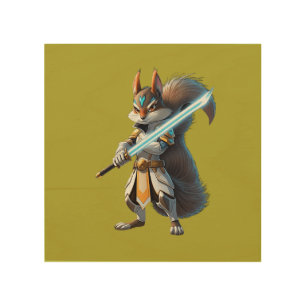 Anime Samurai Squirrel Warrior Wood Wall Art