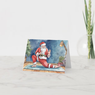 Anime Santa Doing Yoga Holiday Card