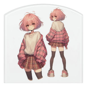 Anime school girl door sign