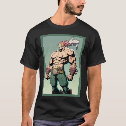 Anime Shirtless Red Haired Warrior T_Shirt