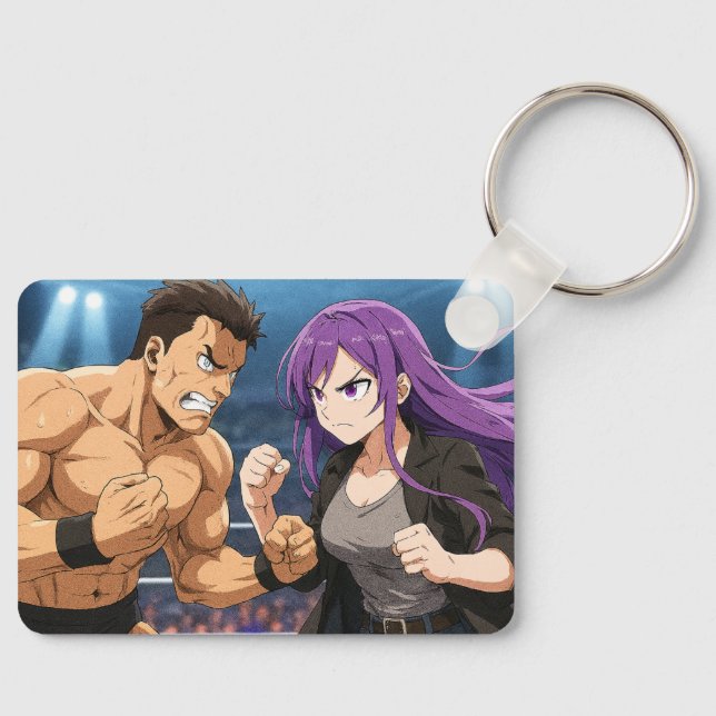 Anime Showdown: Fighter vs Heroine Keychain (Front)