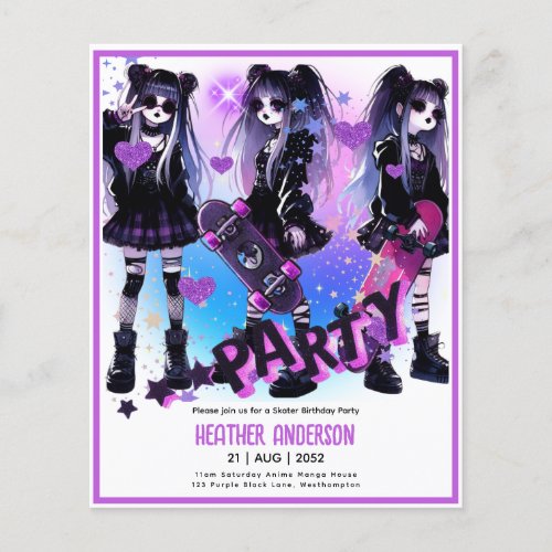 Anime Skater Girl Birthday Party Skateboarding