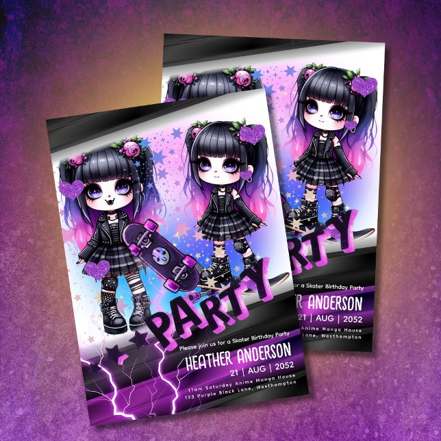 Anime Skater Girl Birthday Party Skateboarding (Creator Uploaded)