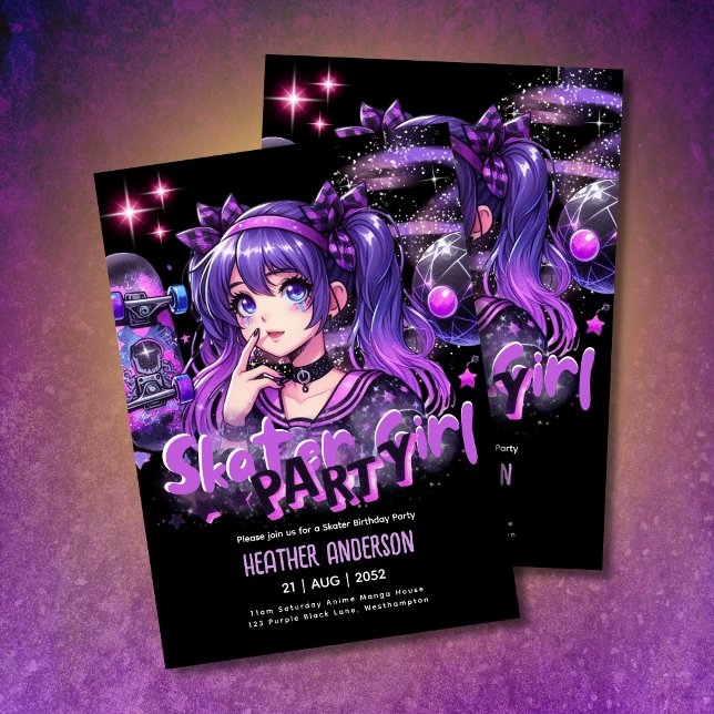 Anime Skater Girl Birthday Party Skateboarding (Creator Uploaded)