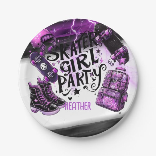 Anime Skater Girl Birthday Party Skateboarding Paper Plates