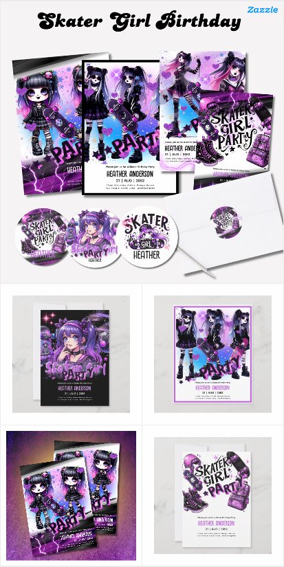 Anime Skater Girl Birthday Partyware Set