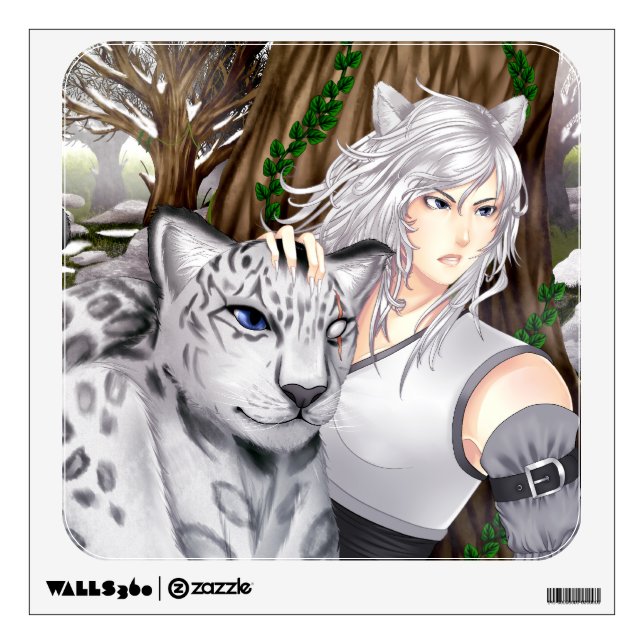 Anime snow leopard art wall decal (Front)