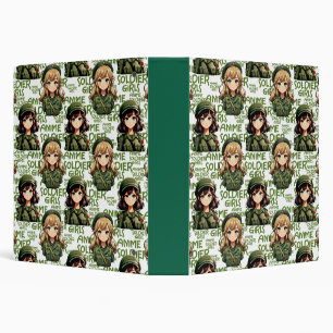 Anime Soldier Girls Pattern Design  3 Ring Binder