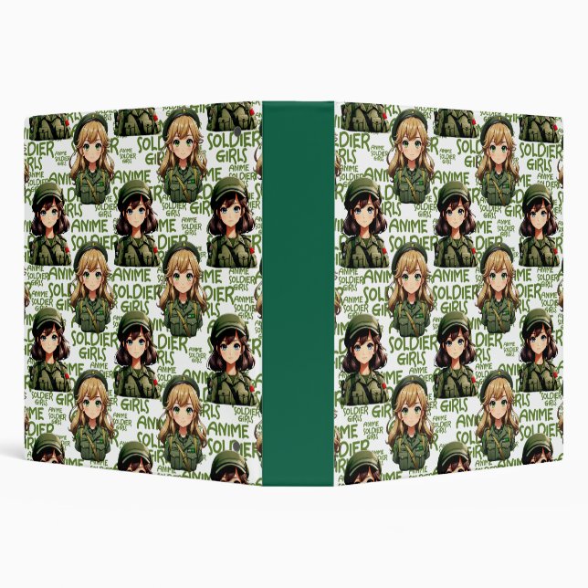 Anime Soldier Girls Pattern Design  3 Ring Binder (Background)
