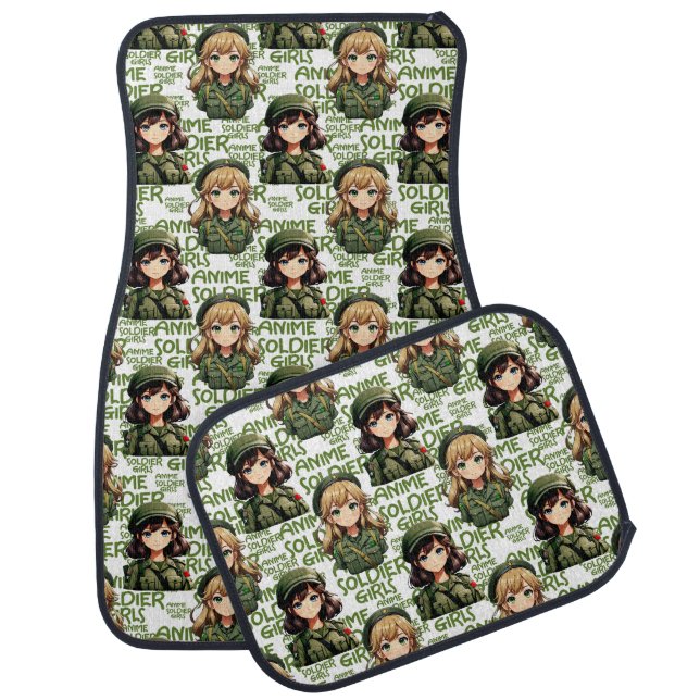 Anime Soldier Girls Pattern Design  Car Floor Mat (Set)